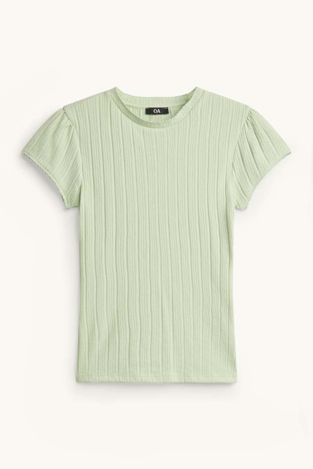 Mujer - Camiseta - regular fit - de canalé - verde claro