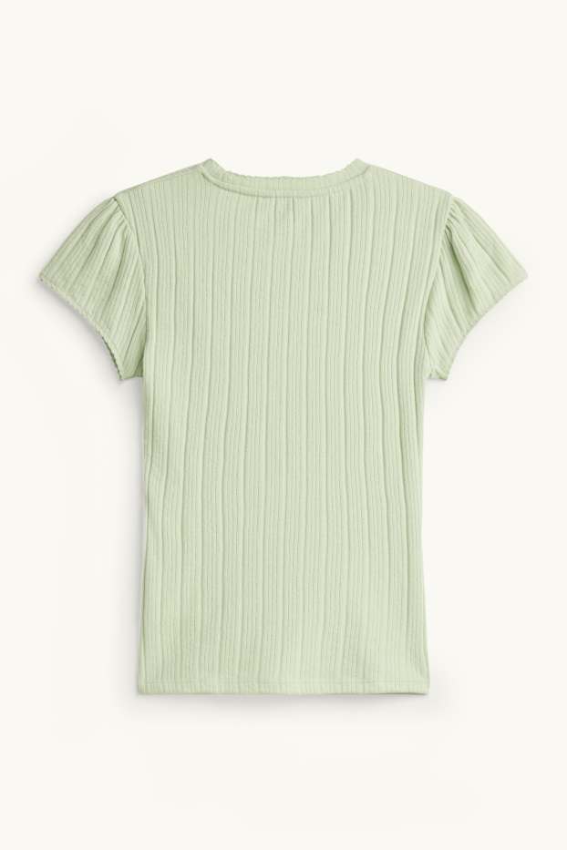 Mujer - Camiseta - regular fit - de canalé - verde claro