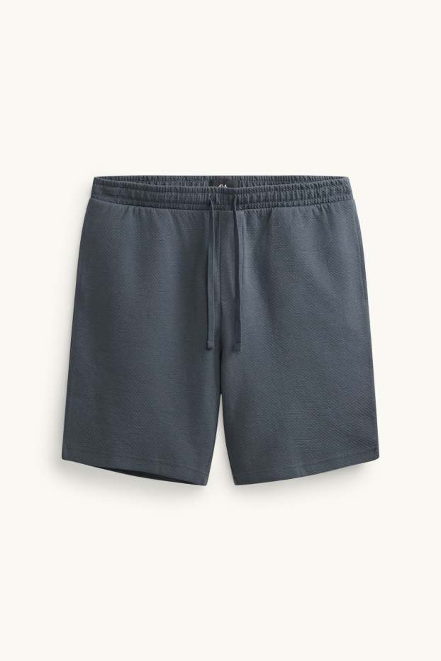 Herren - Sweatshorts - strukturiert - dunkelgrau