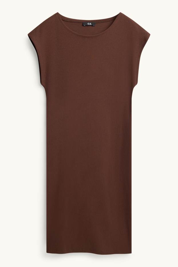 Femmes - Robe Bodycon - finement côtelée - marron