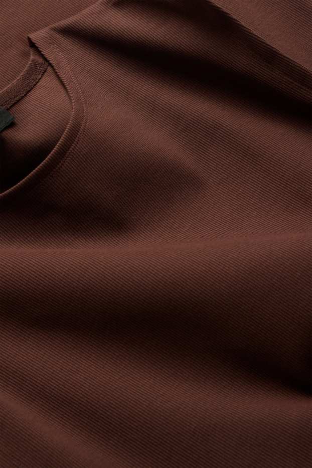 Femmes - Robe Bodycon - finement côtelée - marron
