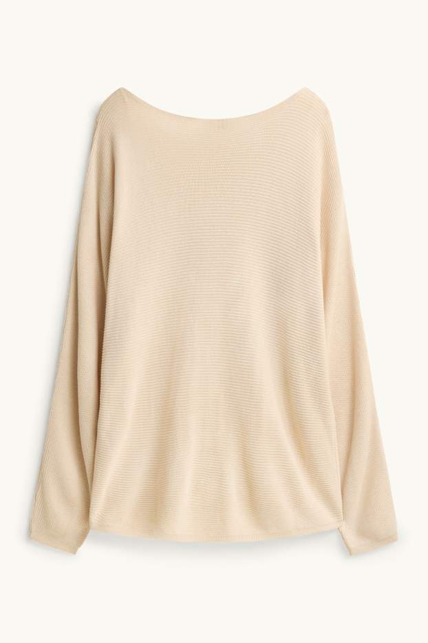 Dámské - Svetr - žebrovaný - béžová