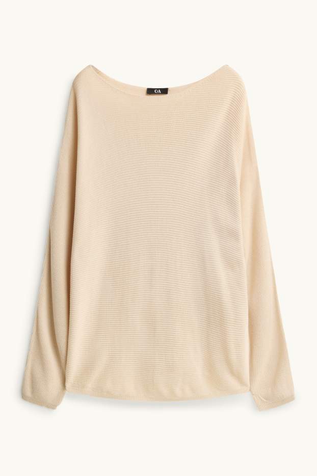 Dámské - Svetr - žebrovaný - béžová