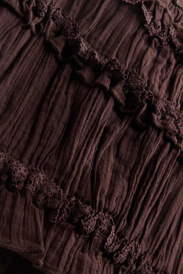 Dona - Samarreta sense mànigues crop - texturada - marró