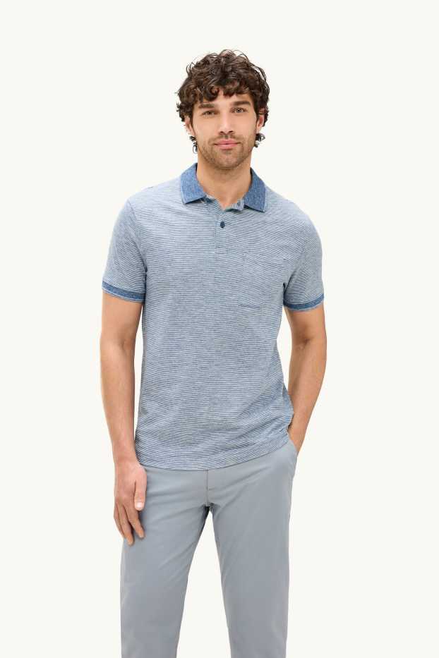 Herren - Poloshirt - Regular Fit - gestreift - strukturiert - hellgrau