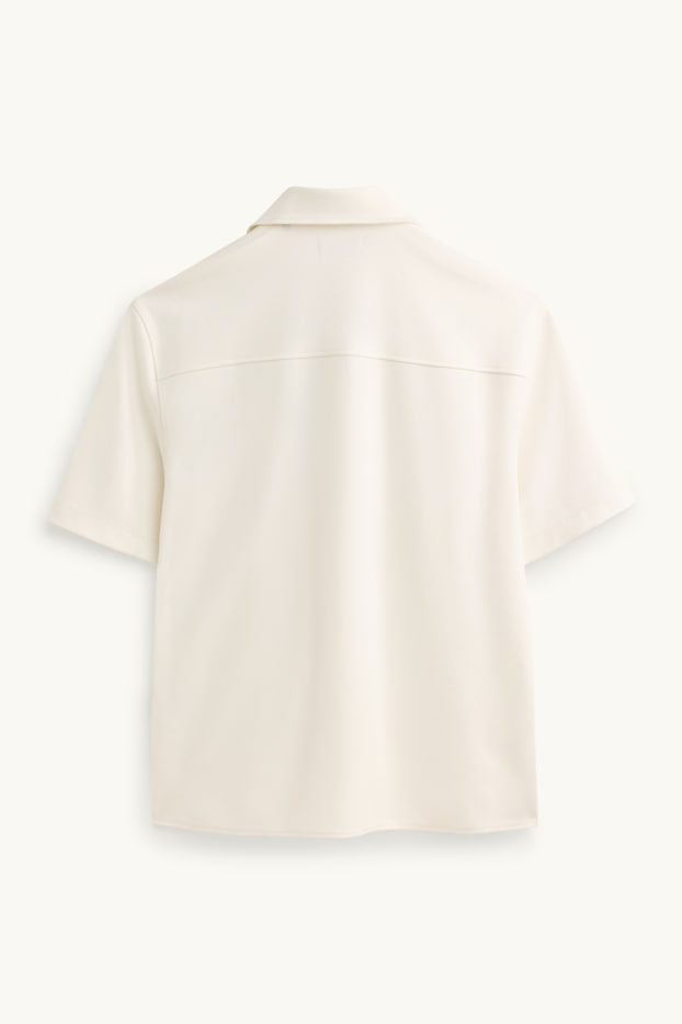 Men - Shirt - relaxed fit - kent collar - textured - white