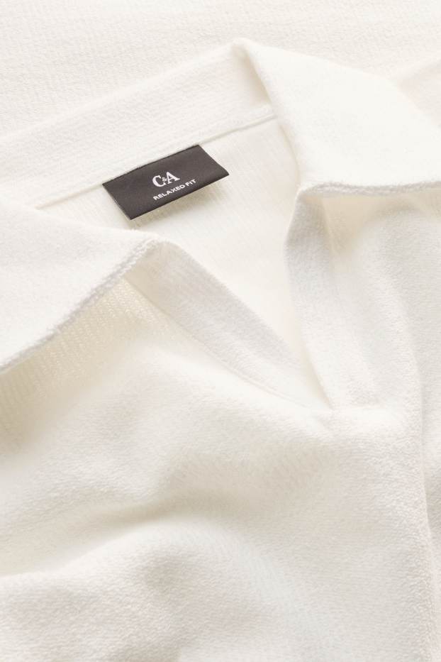 Herren - Strick-Poloshirt - Relaxed Fit - weiß