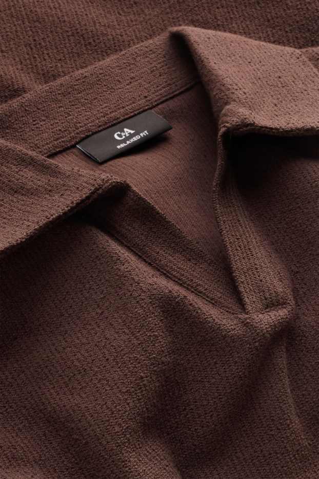 Herren - Strick-Poloshirt - Relaxed Fit - braun