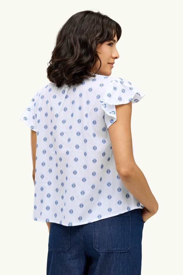 Damen - Bluse - gepunktet - weiß