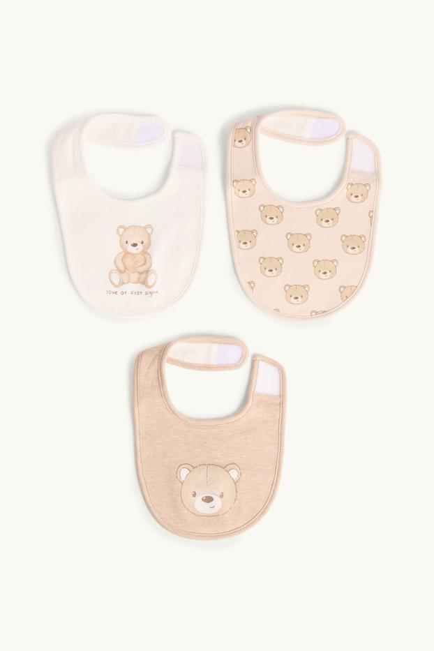 Unisex - Multipack 3 buc. - ursuleți - bavete bebeluși - maro deschis