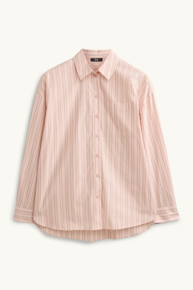 Dames - Overhemdblouse - gestreept - roze