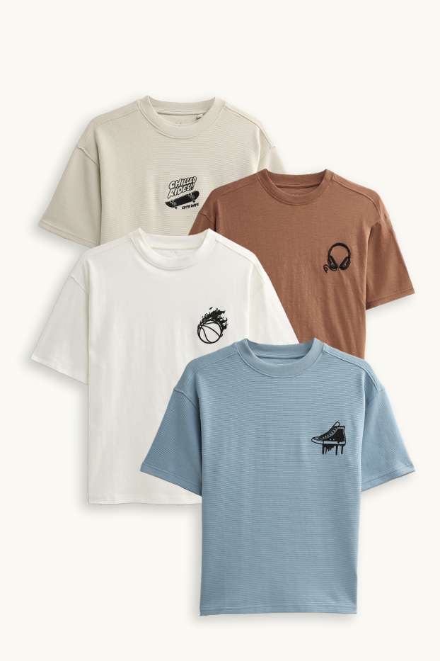 Kinder Buben - Multipack 4er - Skateboard, Sneaker - Kurzarmshirt - orange