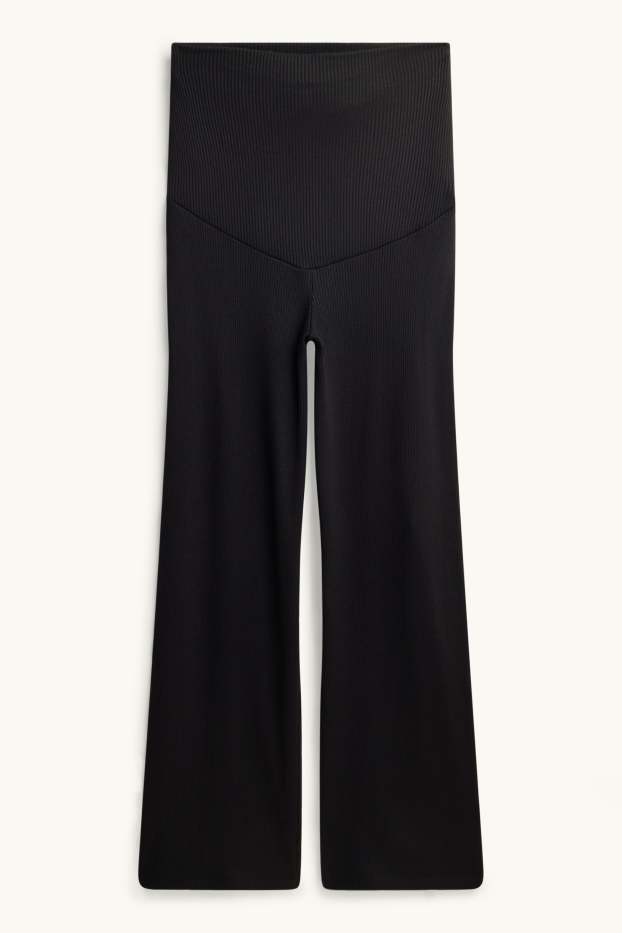 Damen - Jersey-Umstandshose - gerippt - schwarz