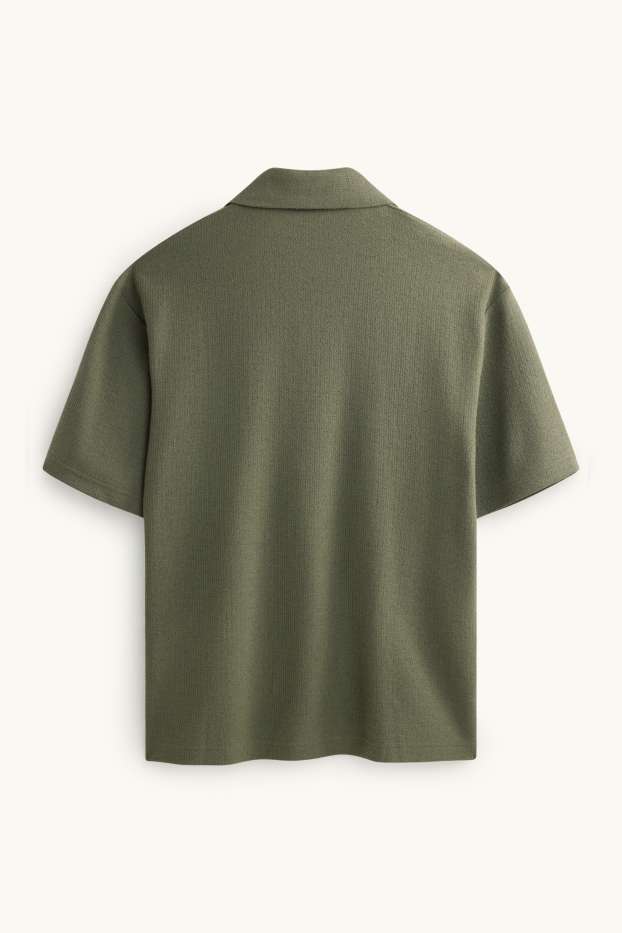 Herren - Strick-Poloshirt - Relaxed Fit - grün