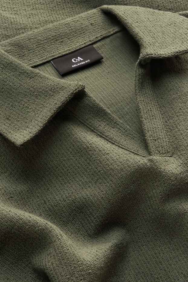 Herren - Strick-Poloshirt - Relaxed Fit - grün