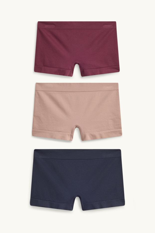 Femmes - Lot de 3 - shortys - sans coutures - bleu foncé