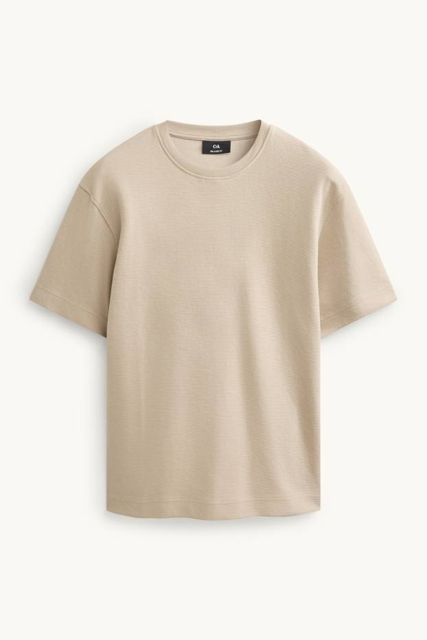 Bărbați - Tricou - relaxed fit - reiat - bej
