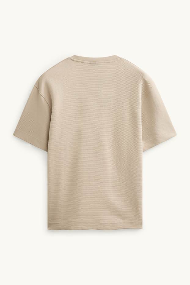 Bărbați - Tricou - relaxed fit - reiat - bej
