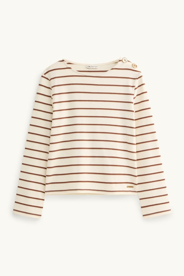 Enfants filles - Haut à manches longues - à rayures - marron / blanc crème