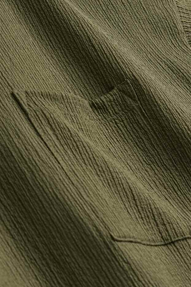 Dames - T-shirt - relaxed fit - met structuur - kaki