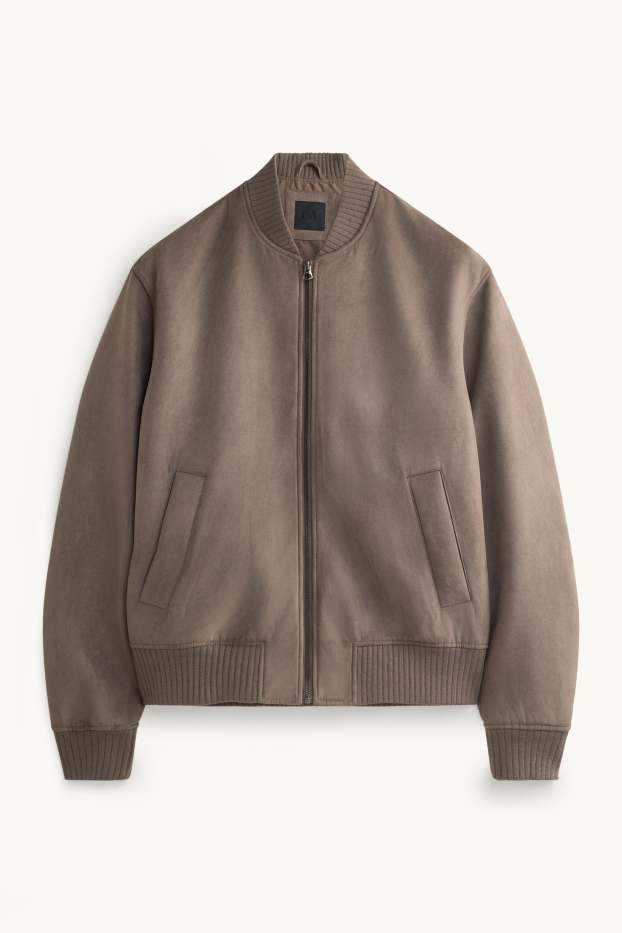 Herren - Bomberjacke - Velourslederimitat - braun