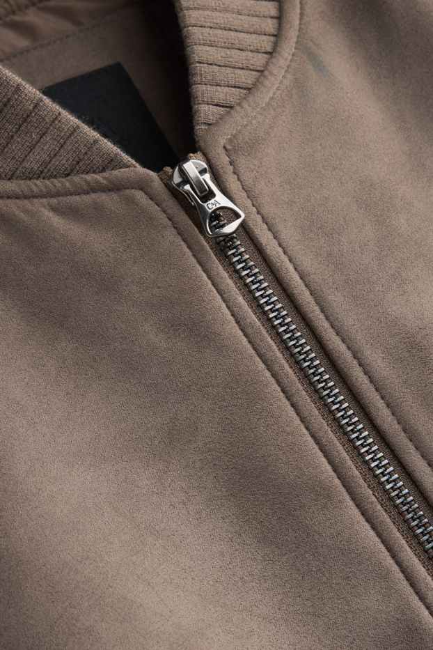 Herren - Bomberjacke - Velourslederimitat - braun