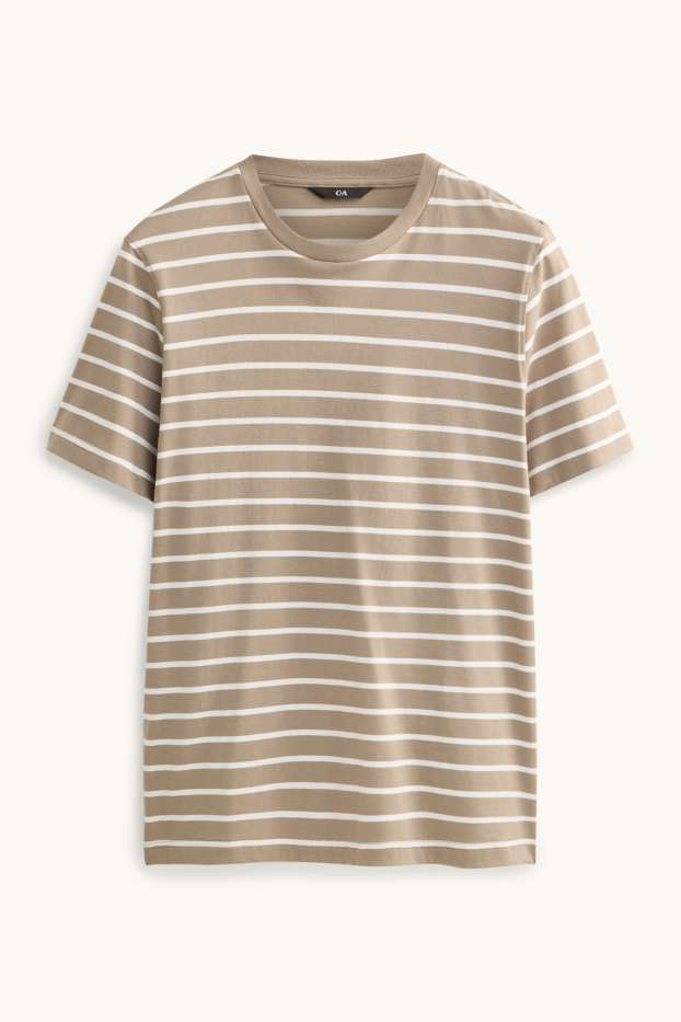 Herren - T-Shirt - Regular Fit - gestreift - beige