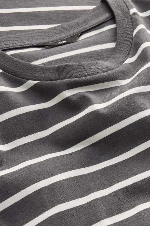 Bărbați - Tricou - regular fit - cu dungi - gri închis