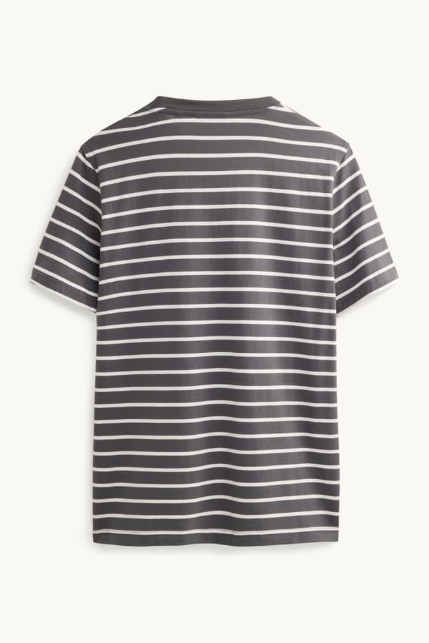 Bărbați - Tricou - regular fit - cu dungi - gri închis