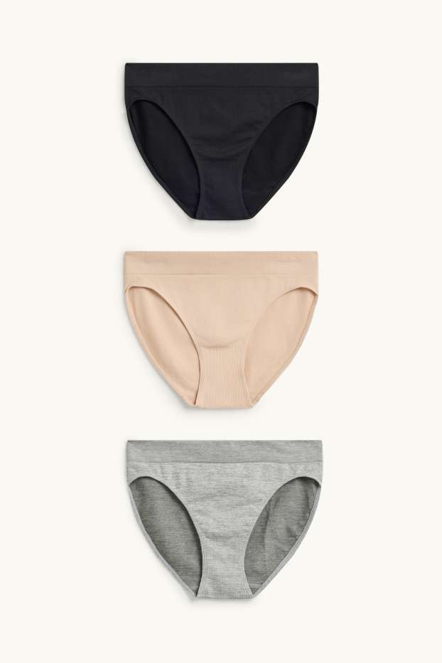 Women - Multipack of 3 - knickers - seamless - beige