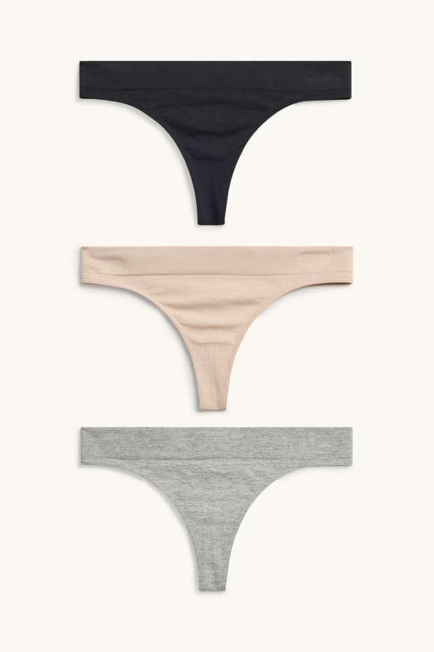 Women - Multipack of 3 - thong - seamless - beige