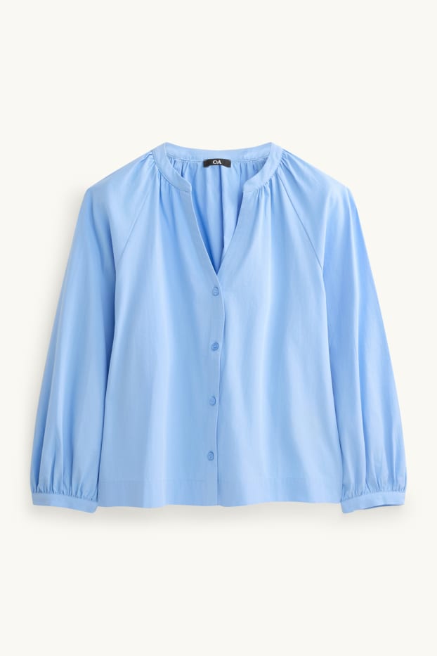 Dames - Blouse met V-hals - blauw