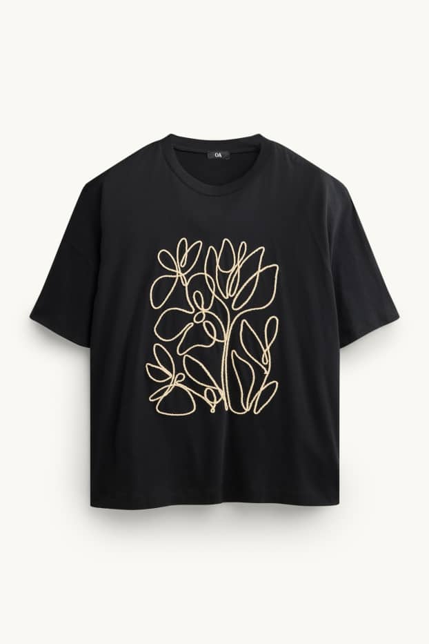 Damen - T-Shirt - Relaxed Fit - schwarz