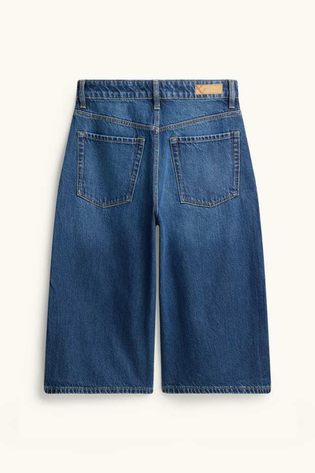 Damen - Jeans-Bermudas - High Waist - dunkeljeansblau