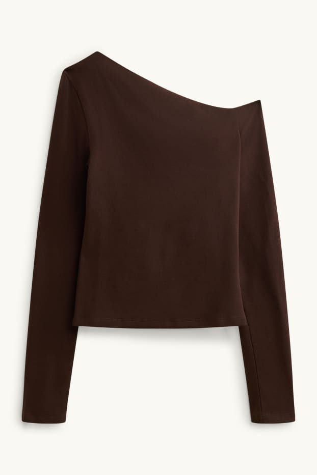 Femmes - Haut à manches longues - slim fit - marron