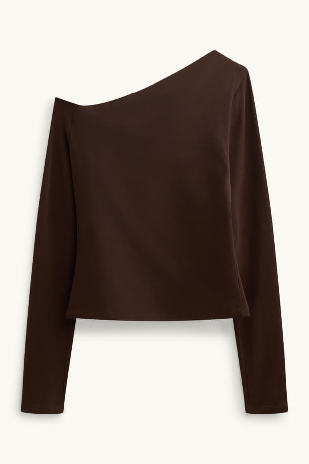 Femmes - Haut à manches longues - slim fit - marron