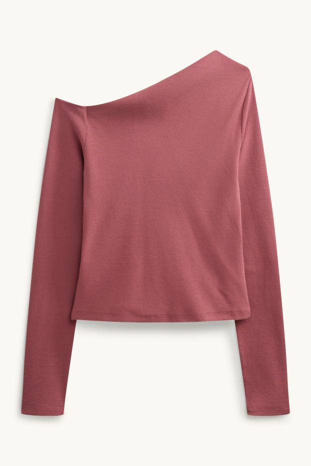 Femmes - Haut à manches longues - slim fit - rouge