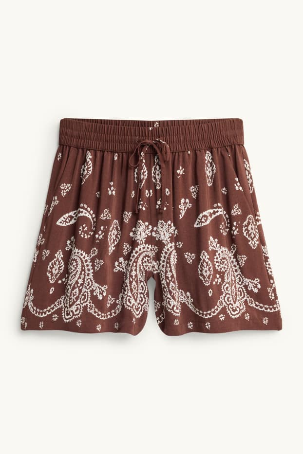 Damen - Shorts - Mid Waist - gemustert - braun