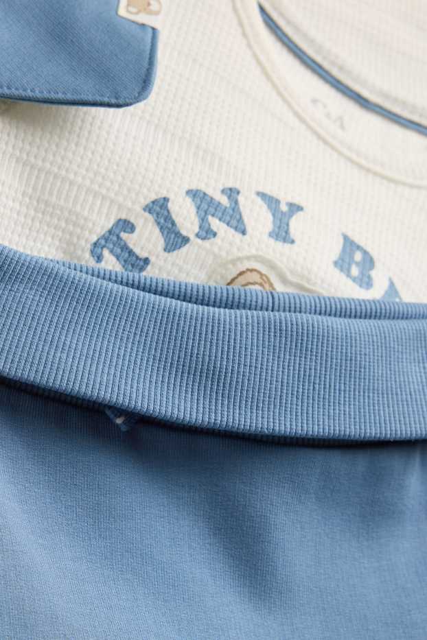 Baby Buben - Teddybär - Erstlingsoutfit- 3 teilig - blau / weiß