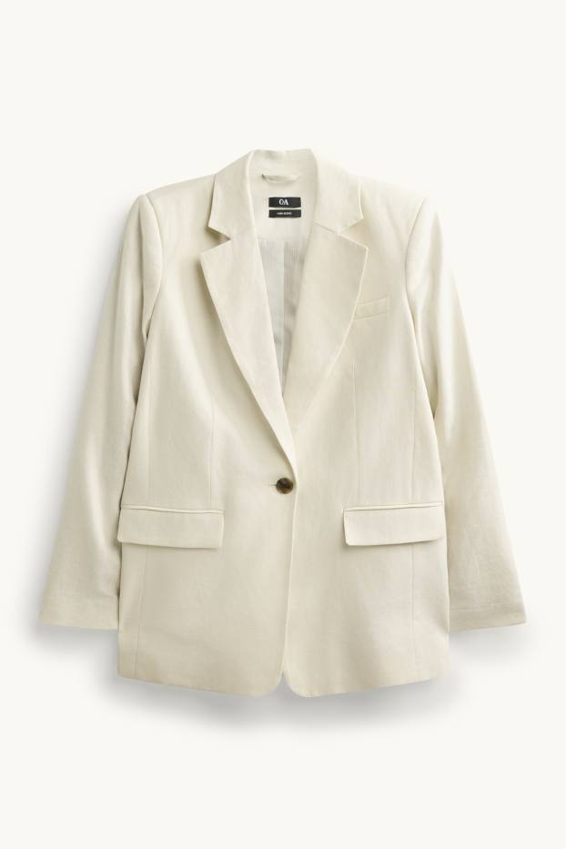 Mujer - Americana de oficina con parte de lino - regular fit - blanco