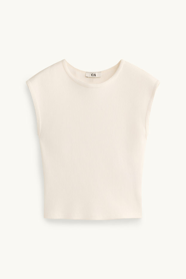Damen - Crop Top - gerippt - weiß