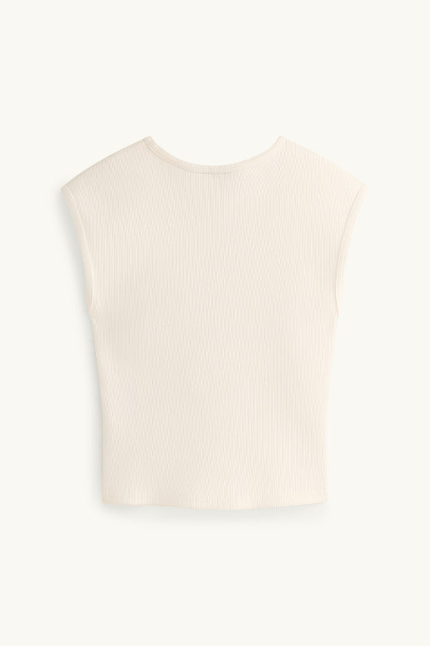 Damen - Crop Top - gerippt - weiß
