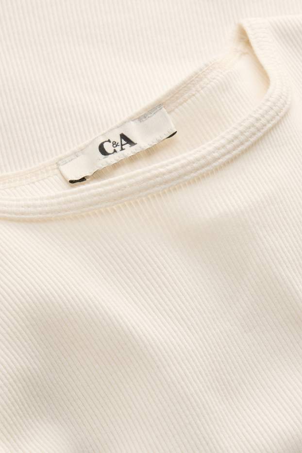 Damen - Crop Top - gerippt - weiß