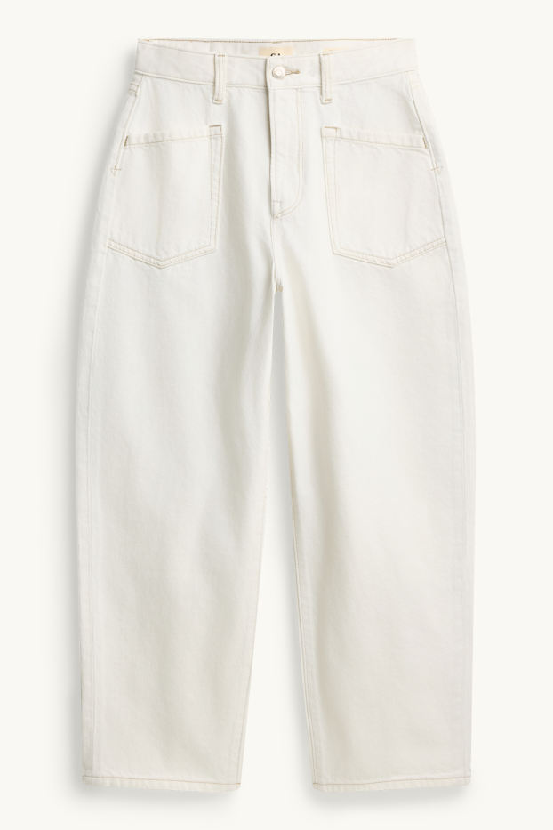 Dámské - Barrel jeans - high waist - bílá