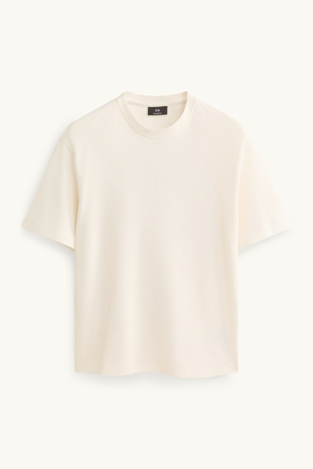 Herren - T-Shirt - Relaxed Fit - strukturiert - cremeweiß