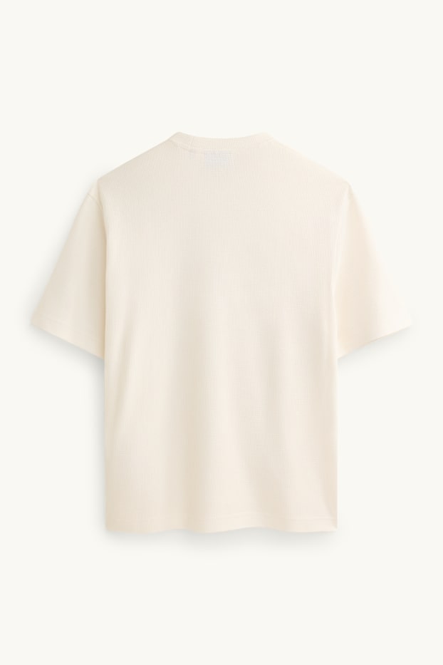 Herren - T-Shirt - Relaxed Fit - strukturiert - cremeweiß