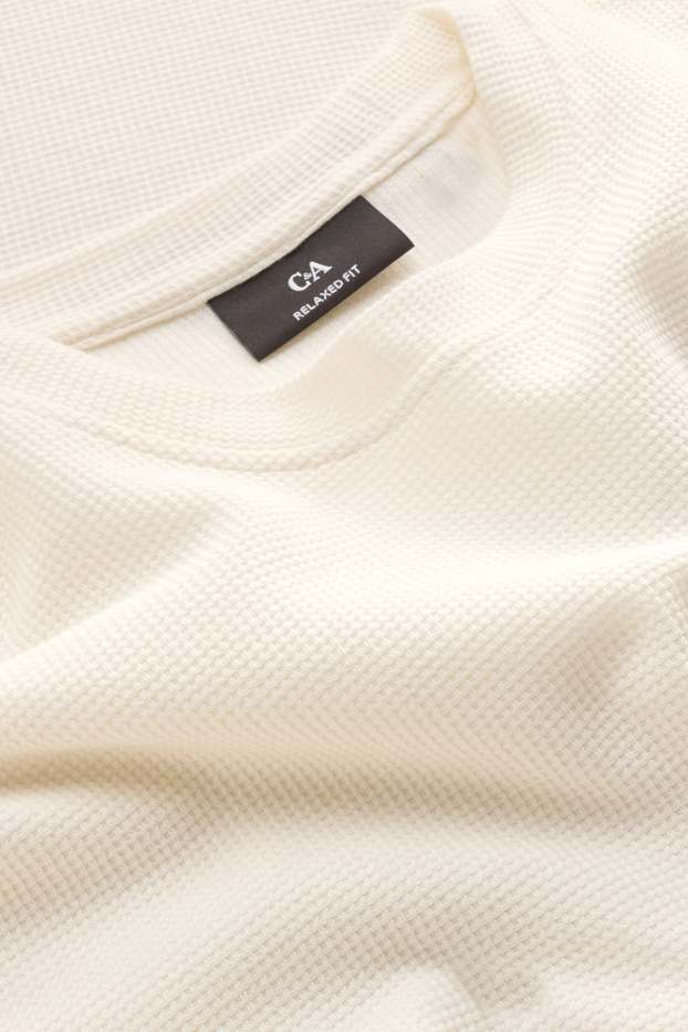 Herren - T-Shirt - Relaxed Fit - strukturiert - cremeweiß