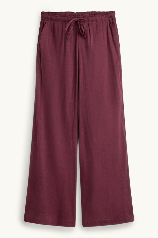 Dames - Pantalon - mid waist - wide leg - bordeaux