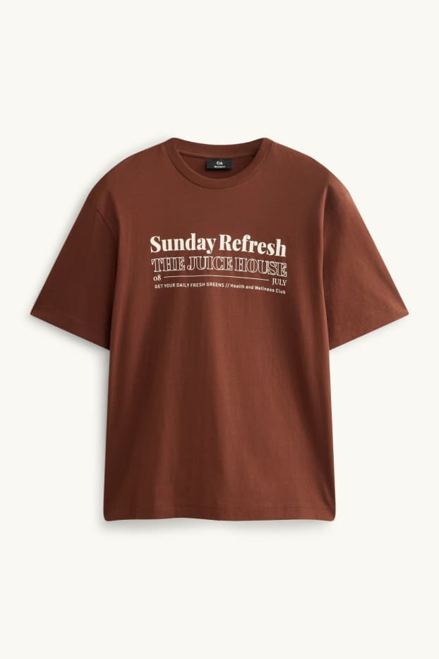 Hommes - T-shirt - relaxed fit - marron