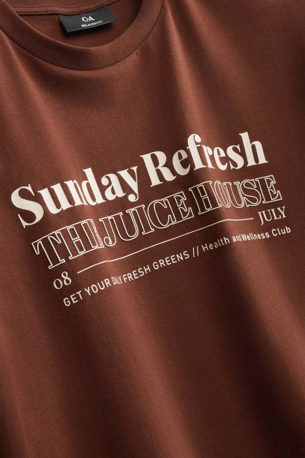 Hommes - T-shirt - relaxed fit - marron
